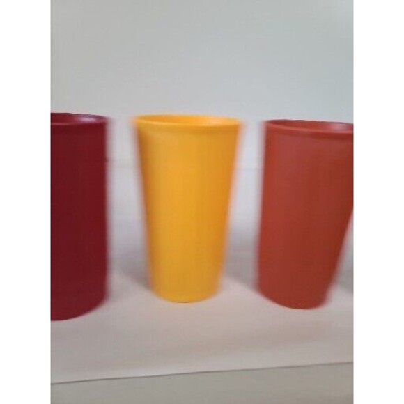 Vintage Tupperware 12 oz Tumbler Cups Autumn Harvest 873 Set of 4 - Picture 2 of 4